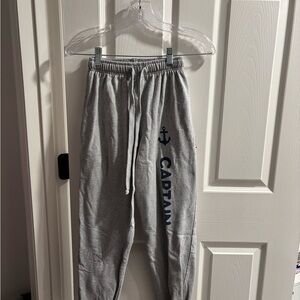 Gray Elastic Waistband Joggers with Text Detail